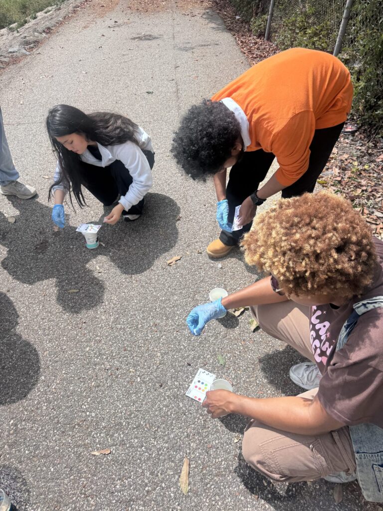 Students collecting water-quality field data at the LA River — Black Tech Link BIPOC Coastal Research Program (BCRP)